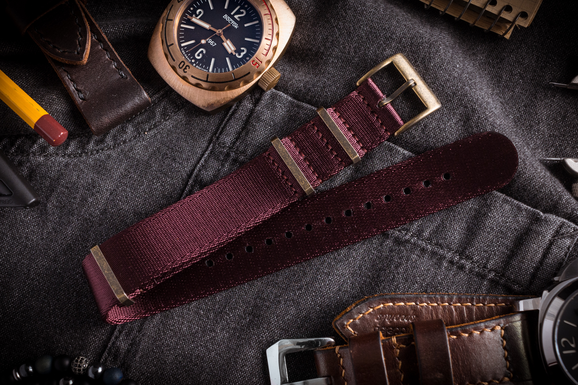 Burgundy watch clearance strap